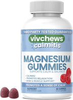 Calmitis Magnesium Gummies – Supports Calm & Balance, Magnesium Citrate, Natural Raspberry Flavor, Fruit Pectin Based, Gelatin-Free, Vegan, No Artificial Colors, Flavors or Sweeteners, 60 ct