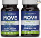 Basic Brands - Move Pureflex Glucosamine Chondroitin - Joint Support Supplement for Flexibility & Mobility - 120 Capsules - 2-Pack