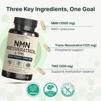 VINATURA NMN Complex Supplement 1325MG - NMN 1000mg with Resveratrol and TMG, Support NAD+, 60 Capsules