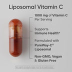 Sports Research® High Potency Liposomal Vitamin C Supplement 1000 mg – Certified Vegan, Non-GMO, Gluten Free | Antioxidant & Immune Support | Ascorbic Acid Vitamin C | 180 Liquid Veggie Capsules