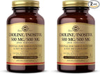 Solgar Choline/Inositol 500 mg/500 mg,100 Vegetable Capsules-Energy Metabolism,Liver Health,Essential for Brain&Nerve Function-Non-GMO,Vegan,Gluten Free,Dairy Free,Kosher-50 Servings,(Pack of 2)