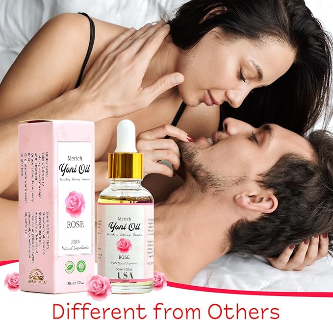 MERICH Natural Yoni Oil for Women | pH Balancing Vaginal Detox Oil, Rose | Rejuvenating Formula for Dark Spots & Ingrown Hair | Odor Eliminator & Gentle Cleansing Feminine Care | 1 oz