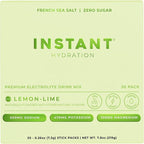 Instant Hydration Electrolytes Powder Packets - Lemon Lime Drink Mix - Zero Sugar - Keto, Vegan, Gluten-Free, Non-GMO - Boost Recovery, Brain Health, Muscle & Tissue Support- 30 Sticks