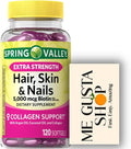 Extra Strength Hair, Skin & Nails Dietary Spring Valley Supplement, Biotin, Collagen, Gelatin 120 ct I + me Gusta Sticker