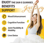 Jovianoy SAM-e Gummies with L-Tyrosine, Vitamin B Complex & NAC, CoQ10, High-Potency SAM-e Supplement - Pineapple Flavor, for Mood, Joint, Cognitive & Liver Detox, Vegan Friendly, 90 Gummies