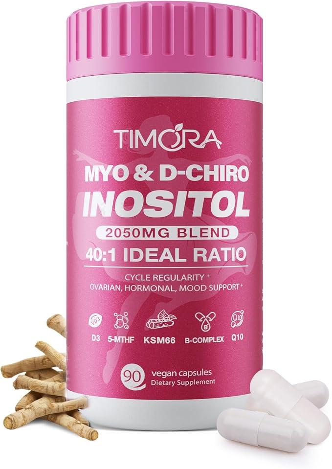 TIMORA Premium Myo & D-Chiro Inositol Supplement 40:1 Ratio for Women - 10-in-1 Formula with Folate, Vitamin D3 & Ashwagandha for Hormonal Balance