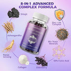 Natural Shilajit Gummies | 8-in-1 Complex with Ashwagandha, Ginseng & Collagen | 50% Fulvic Acid & 85+ Trace Minerals | Energy, Stress & Immune Support | Cranberry Flavor 60ct