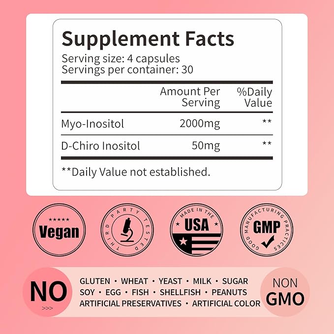 Myo-Inositol & D-Chiro Inositol (40:1 Ratio) - Supports Cycle Regularity & Ovarian Function - 240 Capsules, 60-Day Routine Bundle