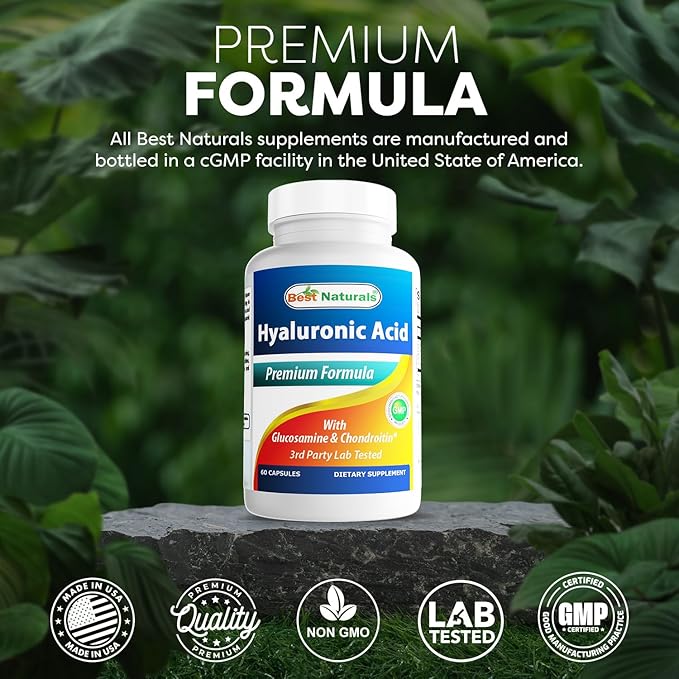 Best Naturals Hyaluronic Acid 100 mg 60 Capsules - Support Healthy Joints and Youthful Skin