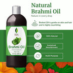 SVA Brahmi Oil - 8 Fl Oz – 100% Natural Cold Pressed Brahmi Oil - for Face, Skin Care, Hair Care, Scalp Massage & Body Massage – Carrier Oil with Pump
