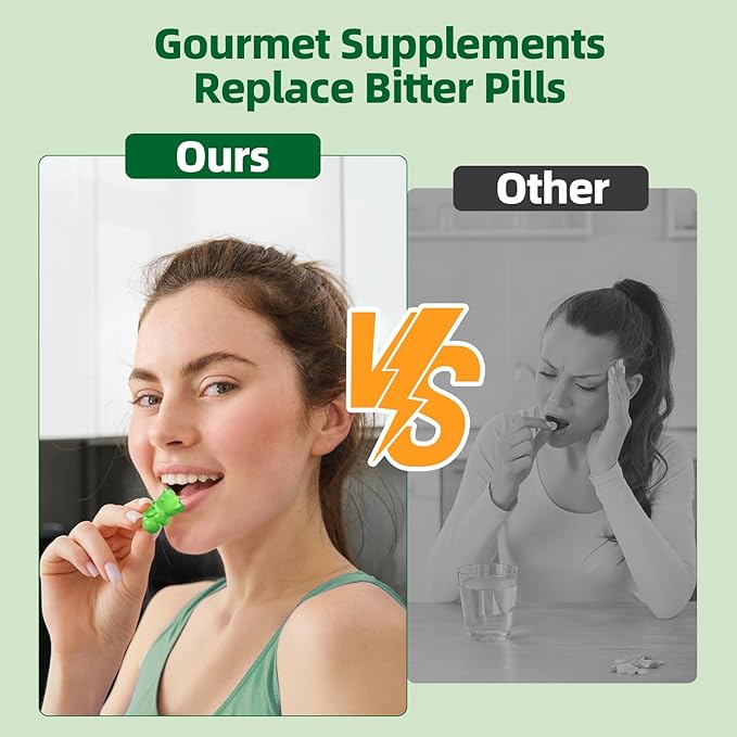Multivitamin Super Greens Gummies - Daily Vegan Gummy Vitamins for Women, Apple Flavor | Organic Blend with Vitamin C, Turmeric, Zinc, Immune Support, Energy Booster, Metabolism | 60 Count