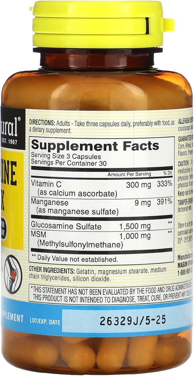 MASON NATURAL Glucosamine Complex Plus MSM with Vitamin C - Supports Joint Health, Improved Flexibility and Mobility, 90 Capsules