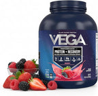 Vega Sport Vegan Protein Powder + Recovery - 30g Plant Based Protein per Serving, Berry, 45 Servings, 5g BCAAs, Probiotics, NSF Certified, for Shakes & Smoothies, 4.2lbs (Packaging May Vary)