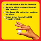 Bragg Organic Apple Cider Vinegar Capsules with Vitamin D and Zinc - (3 Pack) 90 Count - Supports Immune System