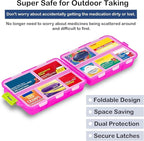 2026 New Extra Large Pill Box with Medicine Labels Travel Essentials Daily Med Container Mini Medication Organizer Storage Organizer Case 7 Day Pill Organizer(Blue+Pink+Purple)