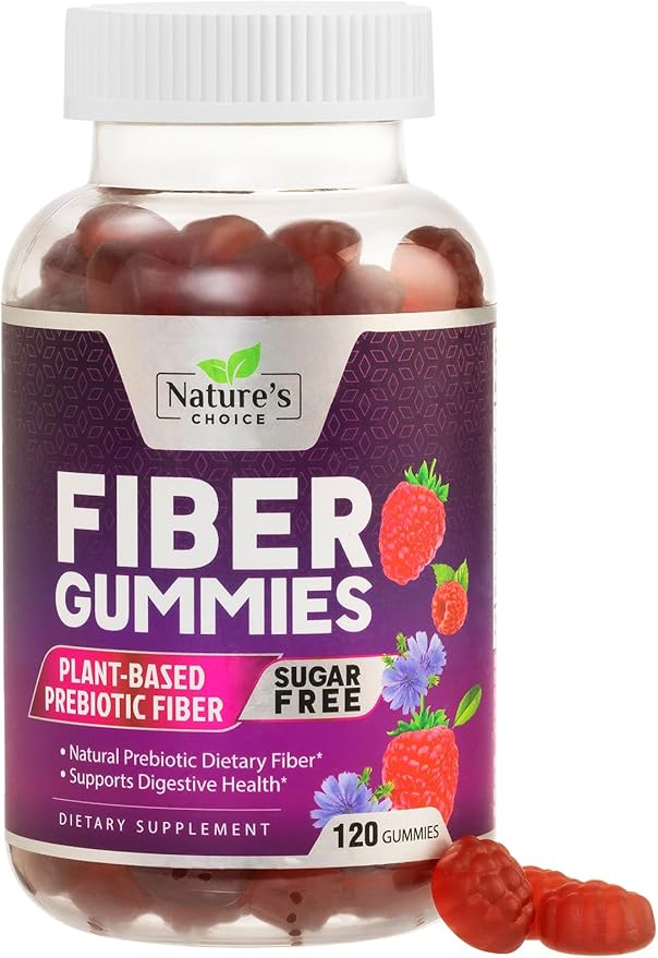 Fiber Gummies 4g Per Serving - Sugar Free Fiber Gummy Supplement for Adults, Daily Prebiotic Gummy Digestive Support - Plant Based Chews, Prebiotics Supports Regularity & Digestion - 120 Gummies