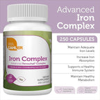 Zahler Iron Complex, Gentle & Non-Constipating Iron Formula, 250 Capsules