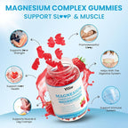 Magnesium Complex Gummies 8 Elemental 1000mg - Magnesium Glycinate, Citrate, Malate, Taurate, Supports Bones, Muscle, Nerve Health, for Women & Men, Vegan Non-GMO, Raspberry Flavor, 120 Count