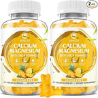 Calcium Magnesium Zinc Gummies with Vitamin D3, Sugar Free Calcium Gummies for Women Men, High Potency Magnesium for Bone & Muscle & Immune Health, Pineapple Flavor - 120 Count