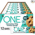 ONE Protein Bars, Chocolate Chip Cookie Dough, Gluten Free with 20g Protein and 1g Sugar, Pantry Staples, 2.12 oz (12 Count)