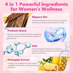 softbear Womens Probiotic Slippery Elm Gummies, Feminine Vaginal Probiotics Pineapple Gummies for Women pH Balance & Flora Health, Vegan/Sugar-Free/Non-GMO, 60 Count