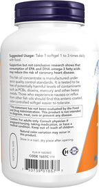 NOW Foods Supplements, Omega-3 180 EPA / 120 DHA, Enteric Coated, Cardiovascular Support*, 180 Softgels