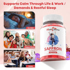 Saffron Gummies for Adults Kids - Organic Saffron Extract Supplement for Men Women Sugar Free for Mood Balance Support Better Sleep Metabolism with Vitamins Non GMO Strawberry Flavored 30 Days Supply
