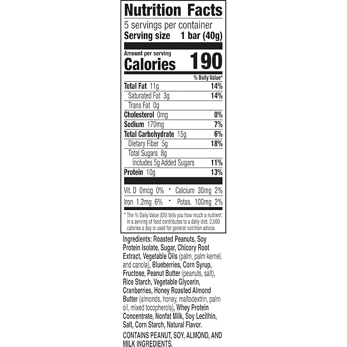 Nature Valley Protein Granola Bars, Blueberry Nut, Chewy Snack Bars, 5 Bars, 7.1 OZ