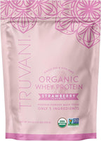 Truvani Organic Whey Protein Powder | Strawberry | 20g Grass Fed Whey Protein | 20 Servings | USDA Organic & Non-GMO | Gluten Free | No Gums, No Soy, No Stevia, No Added Sugars