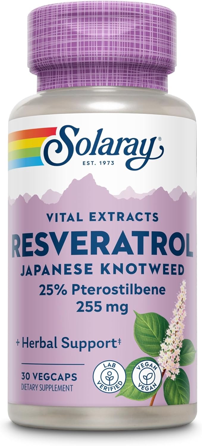 SOLARAY Super Resveratrol w/Pterostilbene, Veg Cap (Btl-Plastic) 250mg | 30ct
