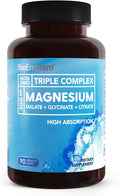 BioEmblem Triple Magnesium Complex | 300mg Magnesium Glycinate, Malate & Citrate | High Absorption Chelated Formula | Vegan, Non-GMO, Gluten-Free | 90 Capsules