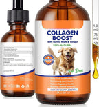 Collagen for Dogs 60ml, Liquid Dog Collagen Drops, Liquid Collagens for Dogs Joints, Skin & Coat, Support Dog Itchy Skin Relief & Digestive Health, Pet Supplement with Biotin,MSM&Ginger, Bacon Flavor