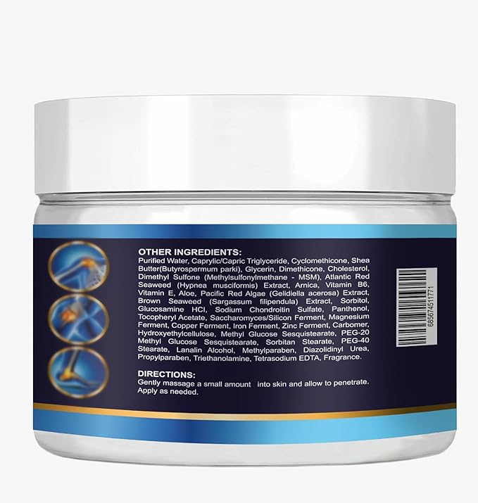 VITAMISAN Premium Organic Glucosamine & Chondroitin Cream with MSM, Arnica, & Collagen