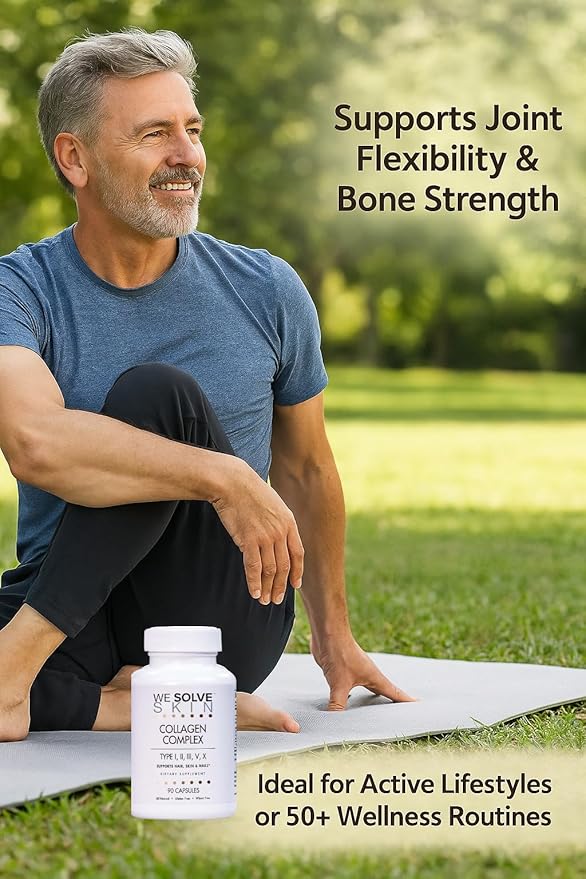 Multi Collagen Peptides Pills for Women & Men – 5 Types (I, II, III, V, X) – Marine, Chicken & Bovine Collagen – Supports Hair, Skin, Nails, Joints & Bones – Gluten-Free Capsules (90 Count)