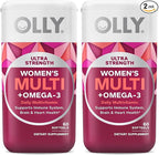 OLLY Ultra Women's Multi Softgels,Overall Health and Immune Support,Omega-3s,Iron,Vitamins A,D,C,E,B12,Daily Multivitamin,30 Day Supply -,60 Count (Pack of 2)