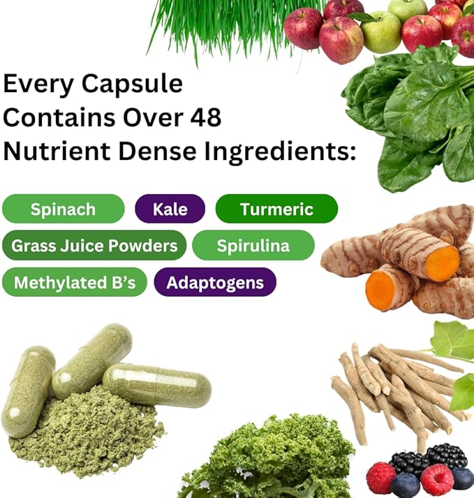 Paradise Herbs Earth's Blend Once Daily Multivitamin with Iron, 48 Organic Superfoods, Probiotics, Antioxidants, Vitamins A, B12, C, D, K2, 120 Capsules