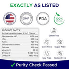 Glucosamine for Dogs Hip & Joint Supplement - Chondroitin, Omega-3, MSM - Joint Health & Pain Relief - Senior & Large Dogs - Made in USA - 180 Mobility Chews