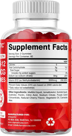 Vitamatic Extra Strength Vitamin B12 5000 mcg (Methyl B12) Gummies - 120 Count - Energy Metabolism Support and Nervous System Health Support, Natural Cherry Flavored (3)