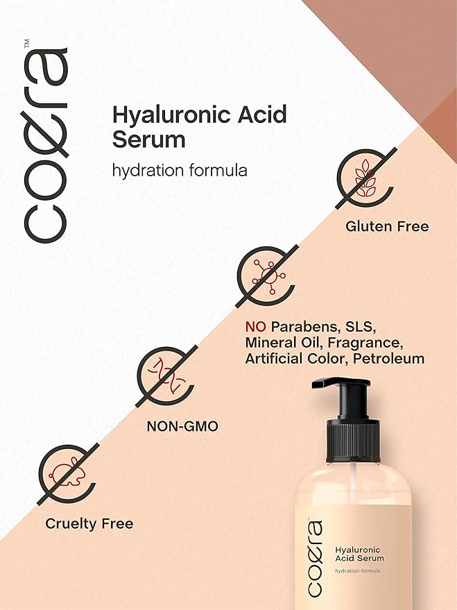 Coera Hyaluronic Acid Serum | 8 fl oz | Moisturizing and Hydrating | For Face, Skin, Hair & Nails | Paraben & SLS Free