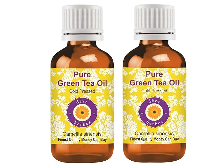 Deve Herbes Pure Green Tea Oil (Camellia sinensis) Natural Therapeutic Grade Cold Pressed (No-Fragrance) (Pack of Two) 100ml X 2 (6.76 oz)