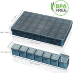 Lifewit Monthly Pill Organizer, 28 Day Pill Box, 4 Weeks One Month Vitamin Cases, Large Compartments Medicine Organizer for Fish Oils, Supplements, 28 Grids, Blue