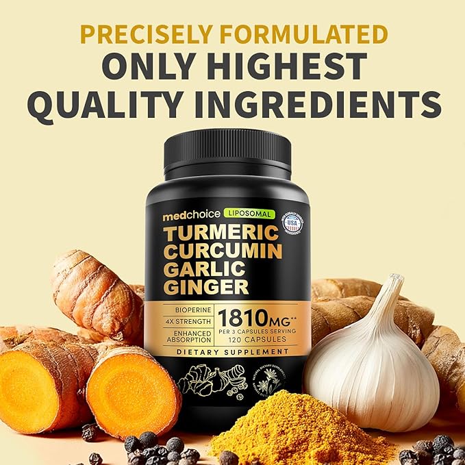 Liposomal Turmeric - High-Absorption Curcumin Supplements, Non-GMO Blend for Digestive Comfort & Daily Support - Organic Turmeric Supplement with Black Pepper (120ct, Pack of 3)