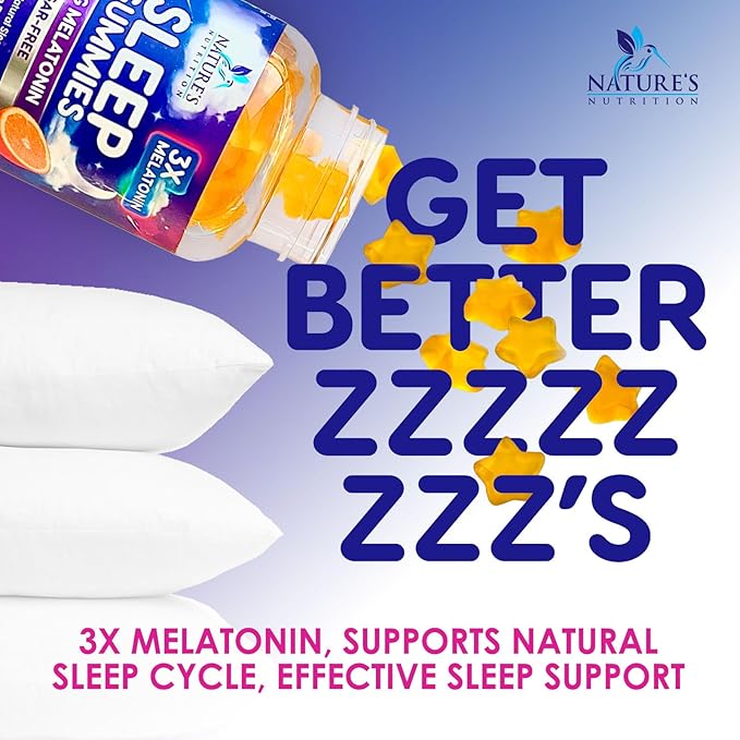 Melatonin Sleep Gummies - 6mg Per Serving - Sugar-Free Sleep Support Melatonin Gummy for Adults - Extra Strength Sleeping Gummy Supplement - Supports Restful Sleep - Tasty Orange Flavor - 60 Gummies