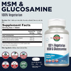 KAL 100% Vegetarian MSM & Glucosamine - Healthy Joint Support - Vegan Glucosamine and MSM Supplement - Made Without Shellfish - Lab Verified - 60-Day Guarantee - 60 Servings, 60 Tablets