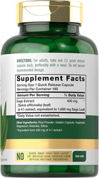 Carlyle Sage Supplement | 180 Capsules | High Potency | Non-GMO, Gluten Free