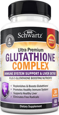 BioSchwartz Glutathione Supplement 500mg - Liver Detox with Quercetin, Vitamin C, Milk Thistle, Alpha Lipoic Acid - Immune Support Pill - Enhanced Immunity Defense Health Formula - 60 Capsules