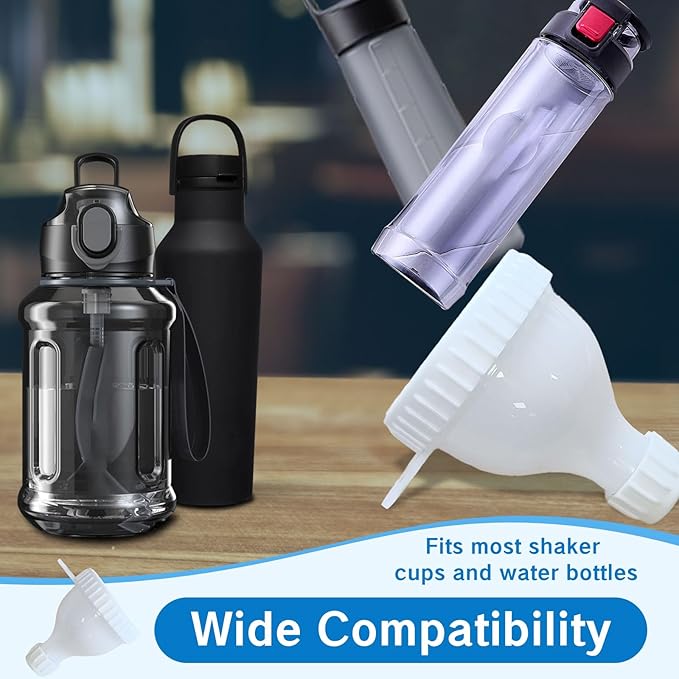 2Pcs Protein Powder Container to go Portable Supplement with Protein Powder Compartment Pill Storage Great for Workout Funnel Set Shaker Bottles Powder Supplement Storage Take to Go or Kitchen Use