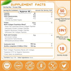 NATURE TARGET Multi-Collagen-Peptides-Powder for Joint Support, Hydrolyzed Collagen for Women Men with MSM + GC, Type I II III V X Collagen for Skin Hair & Nail, Non-GMO, 50 Servings