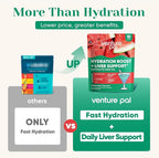 Venture Pal Hydration Packets + Liver Support- Liquid Daily IV Electrolyte Powder Packets with 7 Electrolytes & 5 Vitamins, Milk Thistle + L-Theanine | Sugar-Free | Keto Friendly | Vegan, 16 Sticks