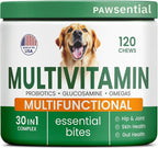 Vitamins for Dogs - 4 in 1 Complex with Omega, Glucosamine, Probiotics and Vitamins - 120 Chews Single Pack Roasted Turkey